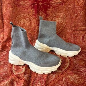 Zara Knit Sock Sneaker Boots Chunky Platform Gray EU 39 US 8